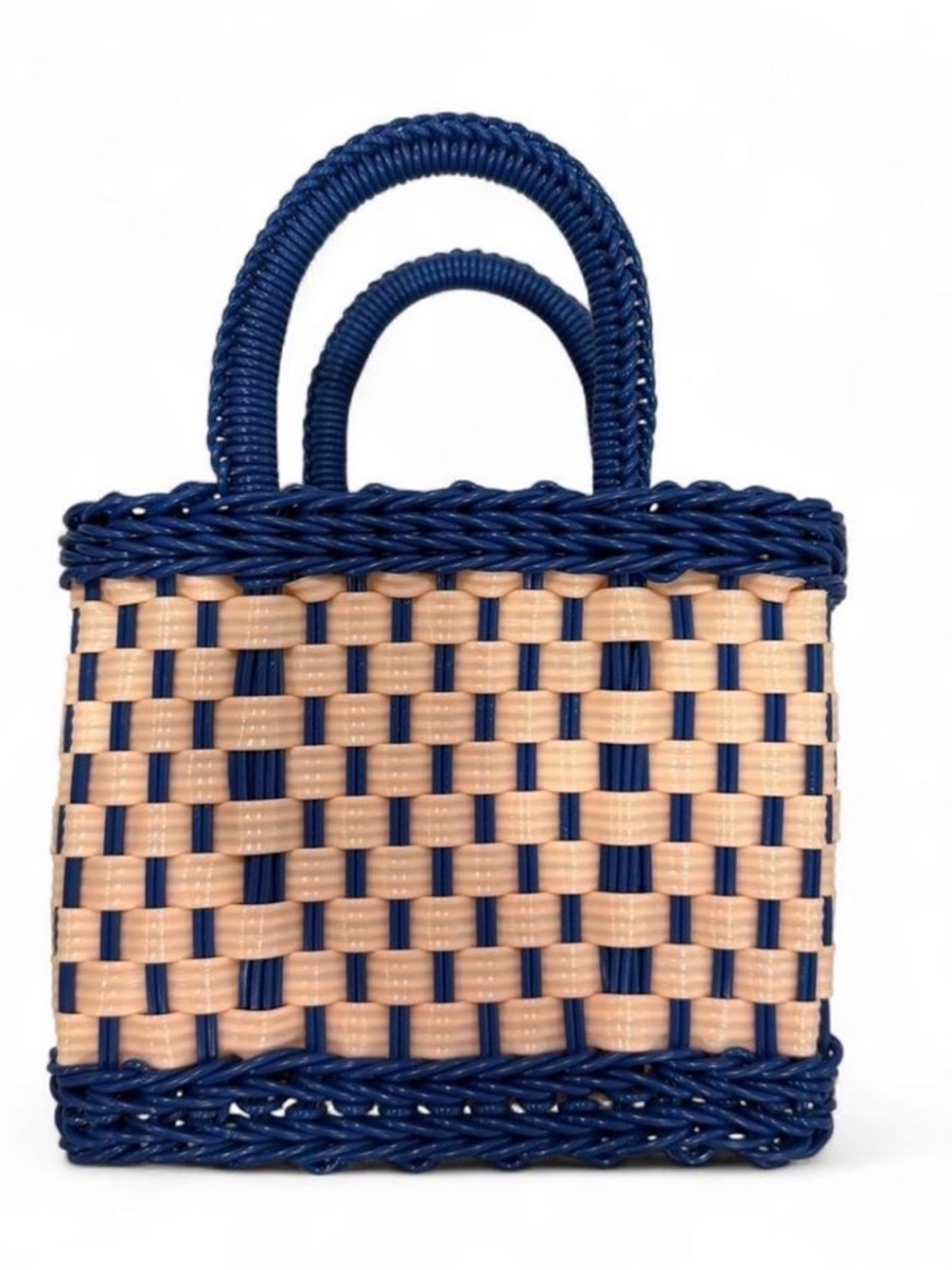 Woven Blue and Pink Tote Bag